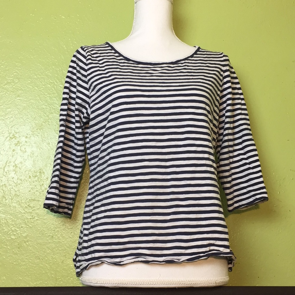 Stripped Boatneck 3/4 Sleeve Tee